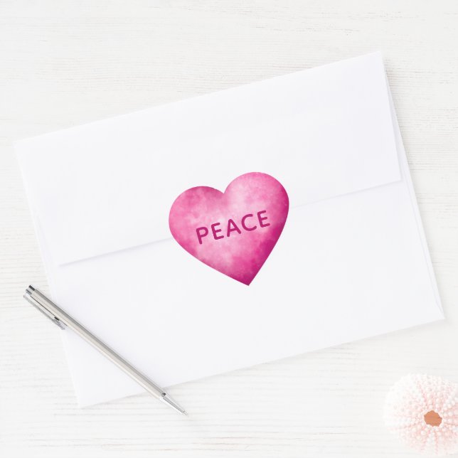 Pegatina En Forma De Corazón Corazón rosa con PAZ (Sobre)
