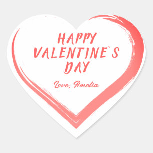 Pegatina En Forma De Corazón Corazón rosa romántico de San Valentín con nombre