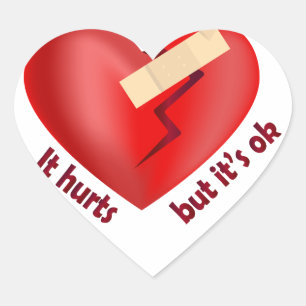 Pegatina En Forma De Corazón Corazón roto sanado con parche y cita de vida