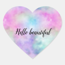 Pegatina En Forma De Corazón Corazón Rubor de Unicorn Púrpura Rosa Aqua