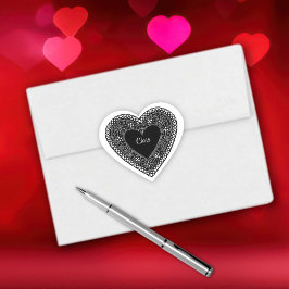 Pegatina En Forma De Corazón Corazón sobre encaje vintage de corazones 