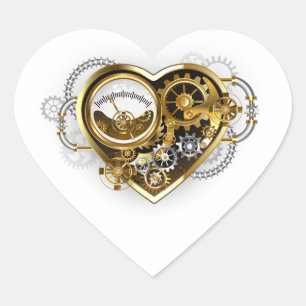 Pegatina En Forma De Corazón Corazón Steampunk con un Manómetro