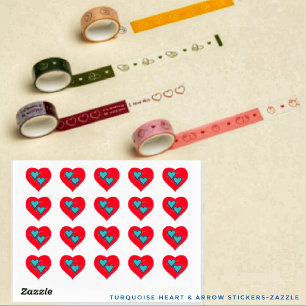 Pegatina En Forma De Corazón Corazón y flecha turquesa