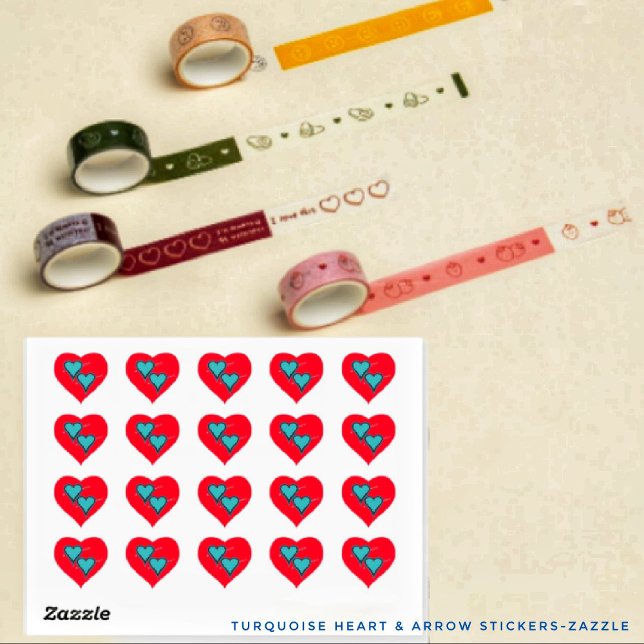 Pegatina En Forma De Corazón Corazón y flecha turquesa (Subido por el creador)