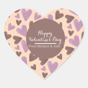 Pegatina En Forma De Corazón Corazones Acuarela Mano Rosa Chocolate