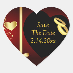 Pegatina En Forma De Corazón Corazones bodas Anillos dorados