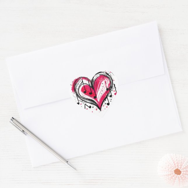 Pegatina En Forma De Corazón Corazones de acuarela (Sobre)