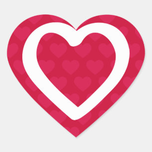 Pegatina En Forma De Corazón Corazones de amor rojos y blancos Boda de Borgoña