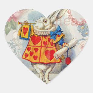 Pegatina En Forma De Corazón Corazones de Conejo Blanco Alice Clásico