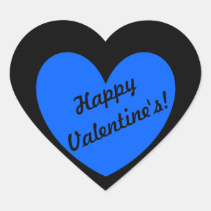 Pegatina En Forma De Corazón Corazones de polka azul sobre negro