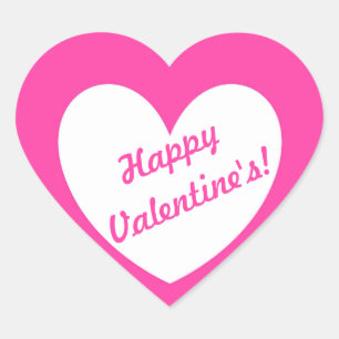 Pegatina En Forma De Corazón Corazones de polka blanca en rosa fucsia