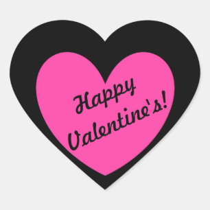 Pegatina En Forma De Corazón Corazones de polka rosa fucsia en negro