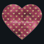 Pegatina En Forma De Corazón Corazones de Purpurina de oro rojo<br><div class="desc">Corazones Red Gold Purpurina (imagen del purpurina) boda personalizado o cualquier ocasión</div>