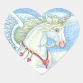 PEGATINA EN FORMA DE CORAZÓN CORAZONES DE VUELO UNICORN, PEGATINA DE CABALLO DE