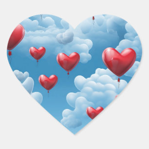 Pegatina En Forma De Corazón Corazones en cielo