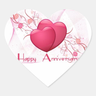 Pegatina En Forma De Corazón Corazones felices del aniversario