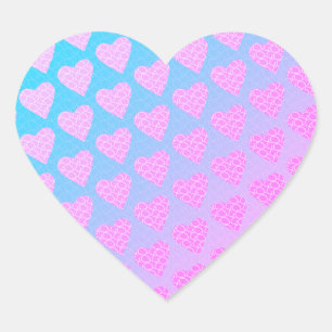Pegatina En Forma De Corazón Corazones garabateados rosas y azules día de San V