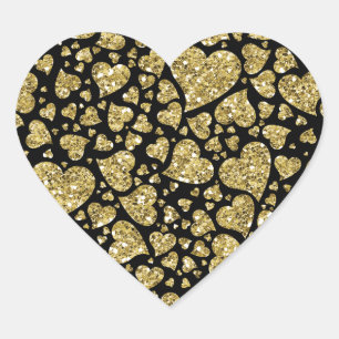 Pegatina En Forma De Corazón Corazones Purpurinas de oro