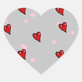 Pegatina En Forma De Corazón Corazones rojos en gris