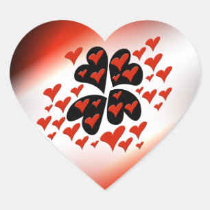Pegatina En Forma De Corazón Corazones rojos sobre negro