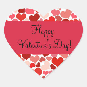 Pegatina En Forma De Corazón Corazones rojos y rosados en un Pegatina de San Va