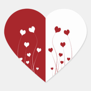 Pegatina En Forma De Corazón Corazones románticos rojos de amor blanco moderno