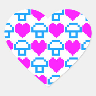 Pegatina En Forma De Corazón Corey Tiger 80s 8-bit Hongos Corazones