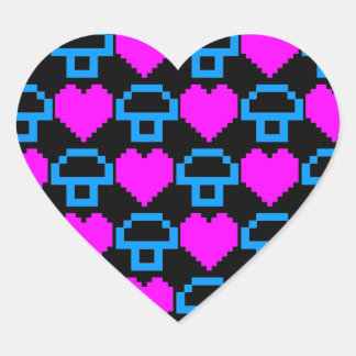 Pegatina En Forma De Corazón Corey Tiger 80s Hongos Corazones 8 bits