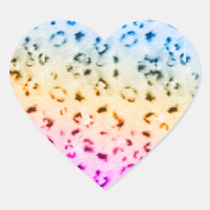 Pegatina En Forma De Corazón Corey Tiger 80s Multicolor Leopardo de las Nieves