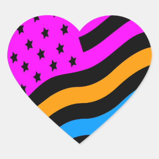 Pegatina En Forma De Corazón Corey Tiger 80s Neon Bandera Americana USA