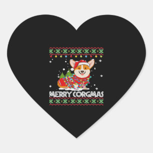 Pegatina En Forma De Corazón Corgi Dog Merry Corgmas Santa Corgi Navidades feos