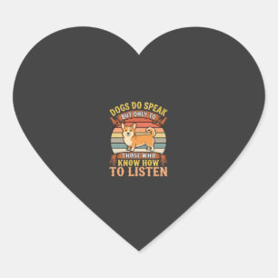 Pegatina En Forma De Corazón Corgi Dogs Do Speak Vintage Quote