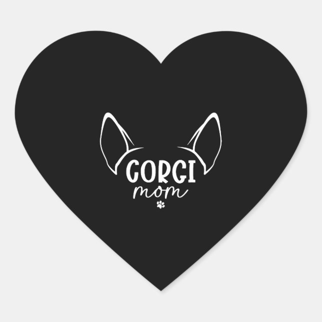 Pegatina En Forma De Corazón Corgi Mom (Anverso)