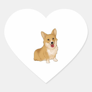 Pegatina En Forma De Corazón Corgi sonriente
