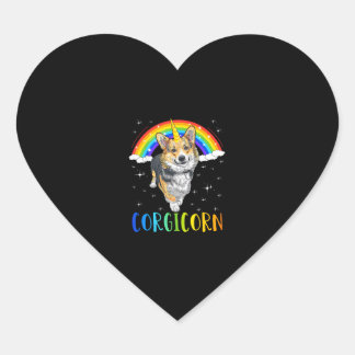 Pegatina En Forma De Corazón Corgicorn Corgi Unicorn Girls Boys Kids Rainbow Gi