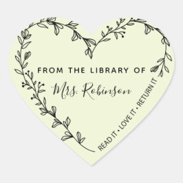 Pegatina En Forma De Corazón Corona de Corazón Floral Biblioteca