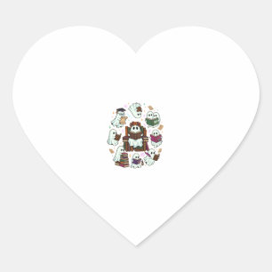 Pegatina En Forma De Corazón Corona floral de libros apilados de fantasmas de l