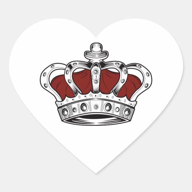 Pegatina En Forma De Corazón Corona - Rojo (Anverso)
