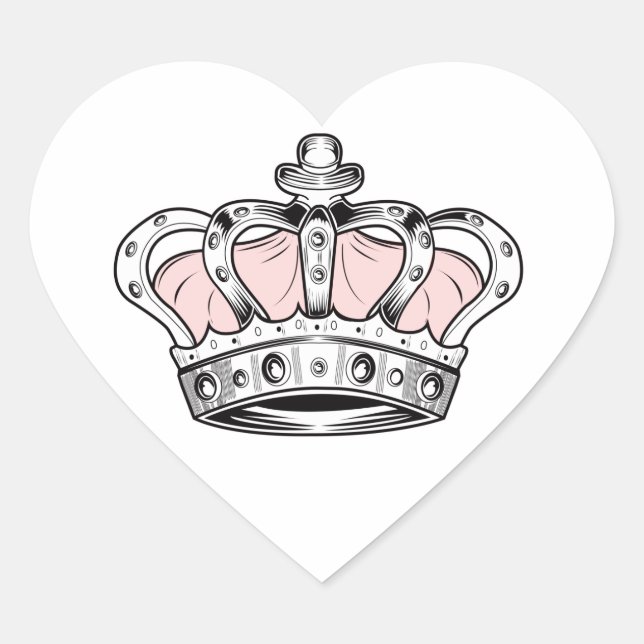 Pegatina En Forma De Corazón Corona - Rosa (Anverso)