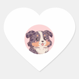 Pegatina En Forma De Corazón Corte personalizado pastor australiano kawaii ilus