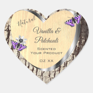 Pegatina En Forma De Corazón Corteza de árbol natural con etiquetas de producto