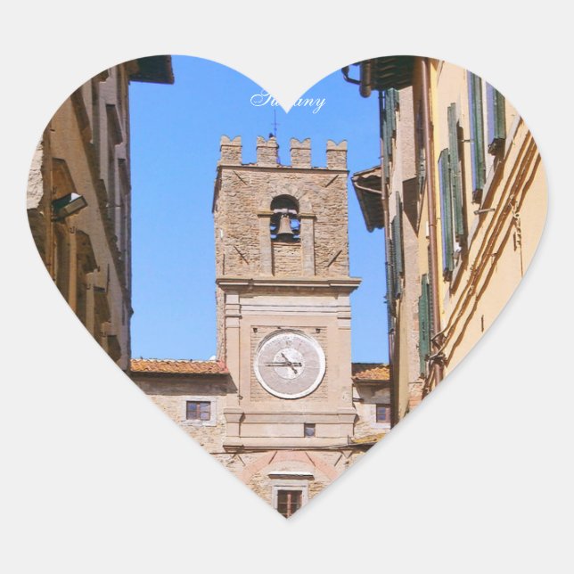 Pegatina En Forma De Corazón Cortona. Italia. Toscana (Anverso)