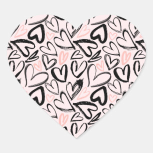 Pegatina En Forma De Corazón Cortos corazones día de San Valentín negros y rosa