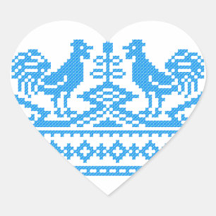 Pegatina En Forma De Corazón Costillas cruzadas de gallo azul
