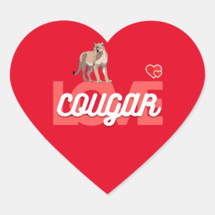 Pegatina En Forma De Corazón cougar animal love