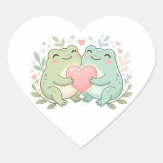 Pegatina En Forma De Corazón Couple Frog Sticker Cute Two Frogs Love Heart Roma