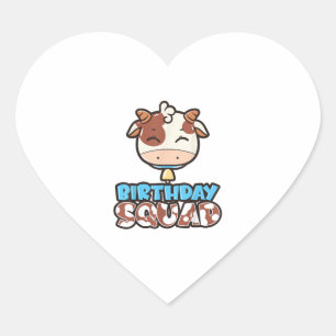 Pegatina En Forma De Corazón Cow Birday Squad Cattleman Farmer Tema Bday Par
