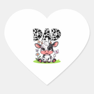 Pegatina En Forma De Corazón Cow Dad Cumpleaños Familia Matanza de Padres Day B