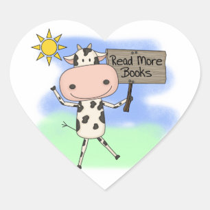 Pegatina En Forma De Corazón Cow Leer más libros
