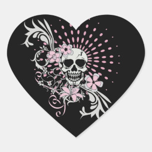 Pegatina En Forma De Corazón Cráneo de Vintage